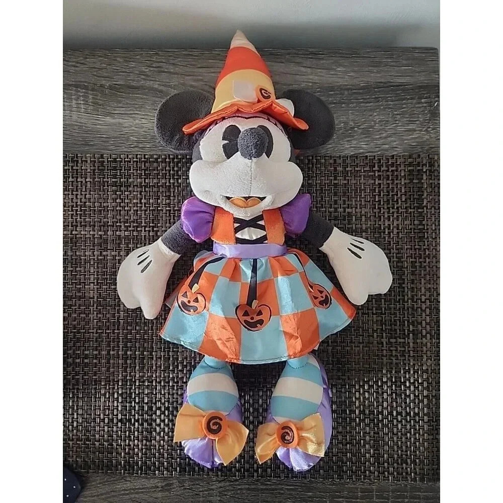 Disney Minnie Mouse Halloween Candy Corn Witch Hat Soft Plush 15” 2020 Pumpkin - Picture 5 of 9